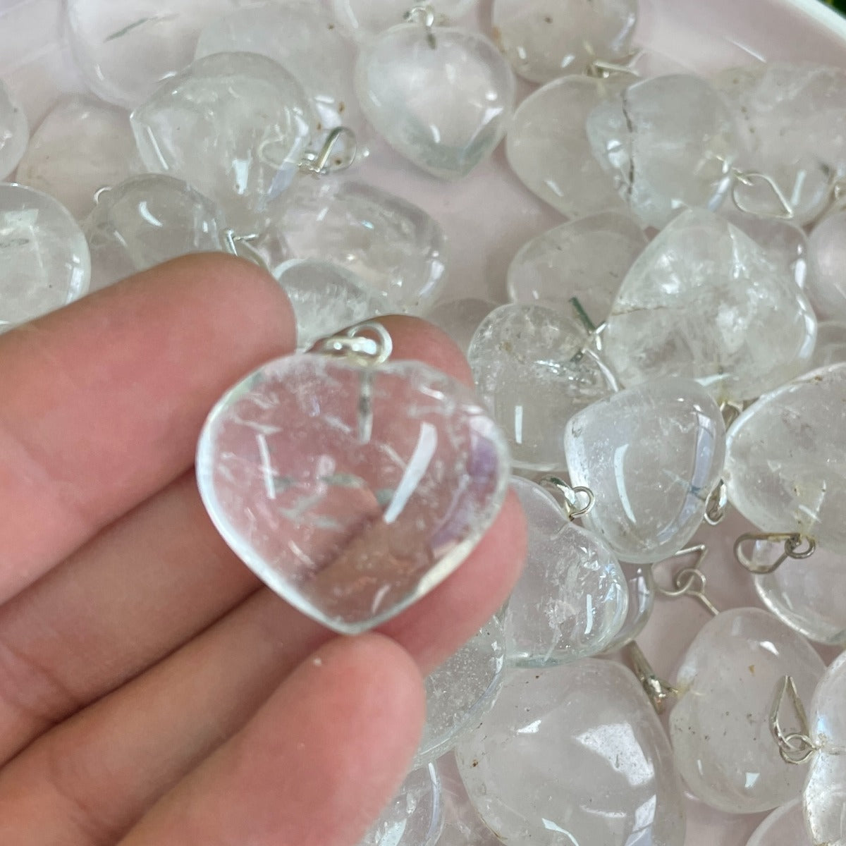 Clear Quartz Heart Pendant - 1pc Clear Quartz Heart Pendant - 1pc